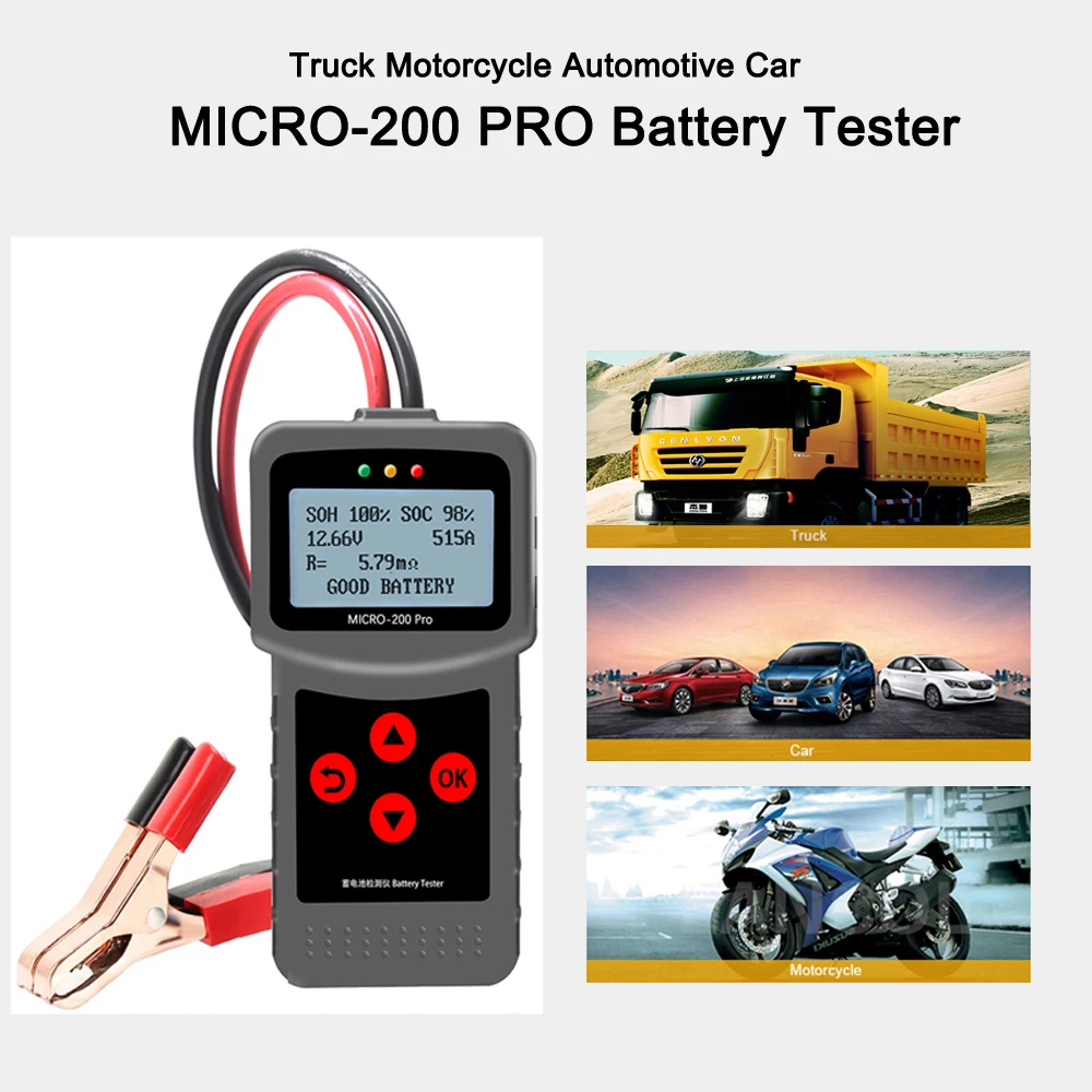 MICRO-200PRO 12V 24V 40-2000CCA Capacity Digital Car System Tool Analyzer Truck Motorcycle Automotivo Auto Battery Tester