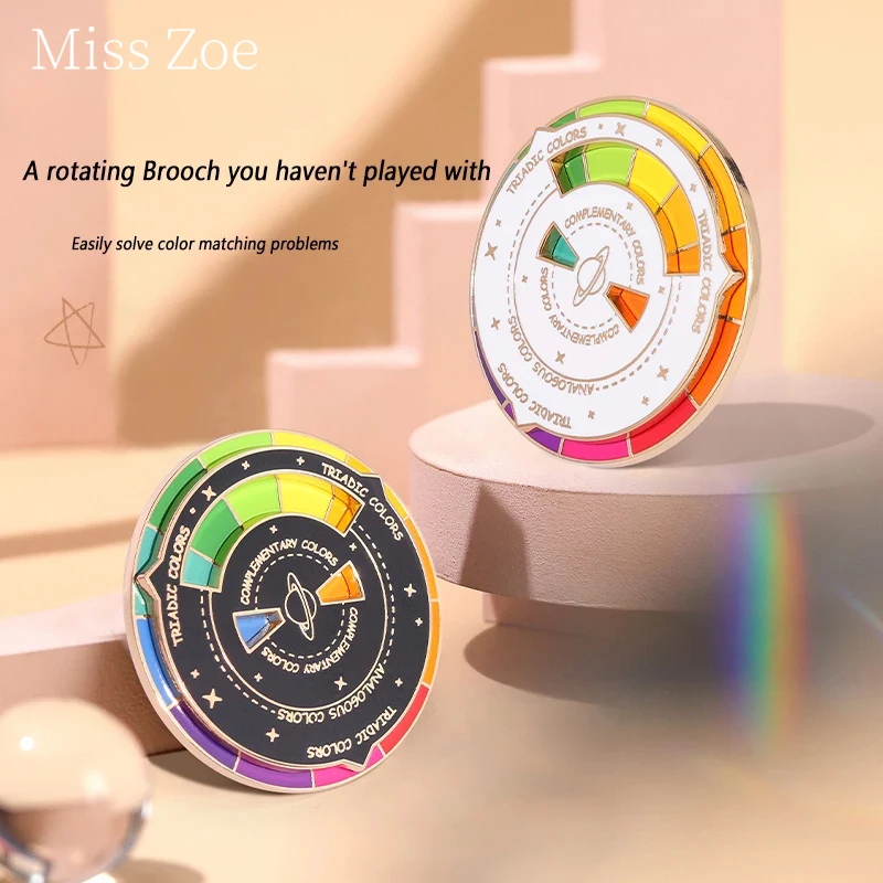 Multicolor Selection Rotatable Palette Enamel Pins With The Color Brooch Turntable Badges Jewelry Gift For Art Student Friends