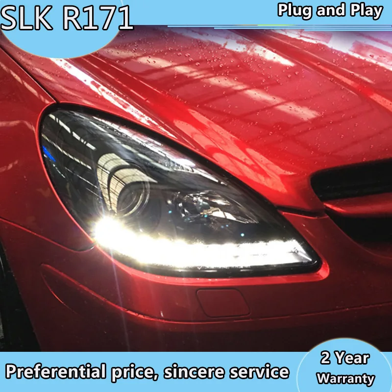 

car styling for Mercedes-Benz SLK R171 SLK200 SLK350 SLK500 LED Headlights 1996-2003 with angel eyes DRL HID/LED headlight