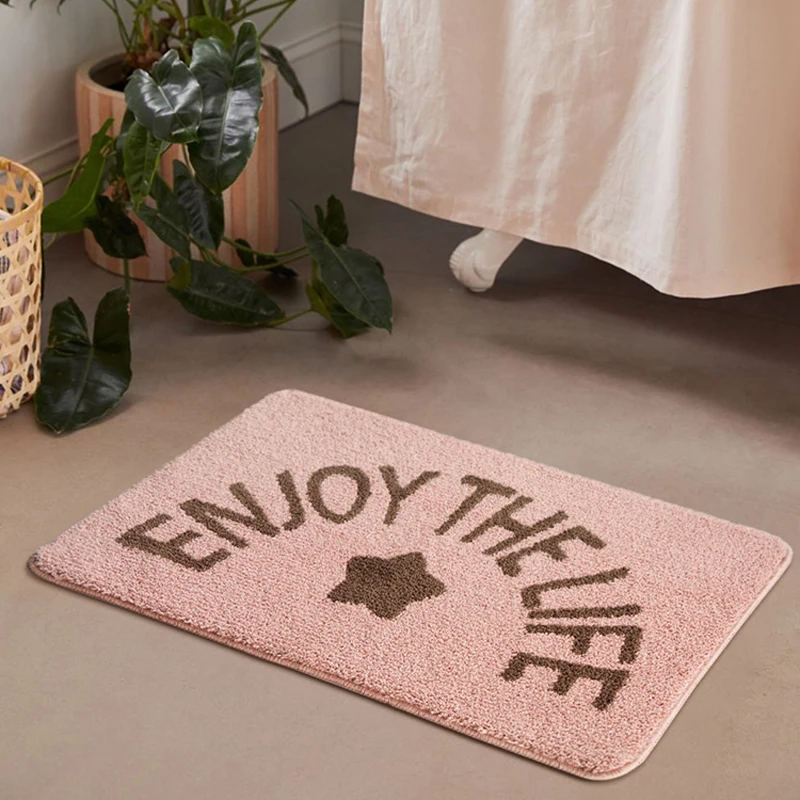 Soft Message Bathroom Carpet Bath Tub Side Mat Smile Fluffy Entrance Area Rug Floor Feet Pad Nordic Welcome Doormat Home Decor