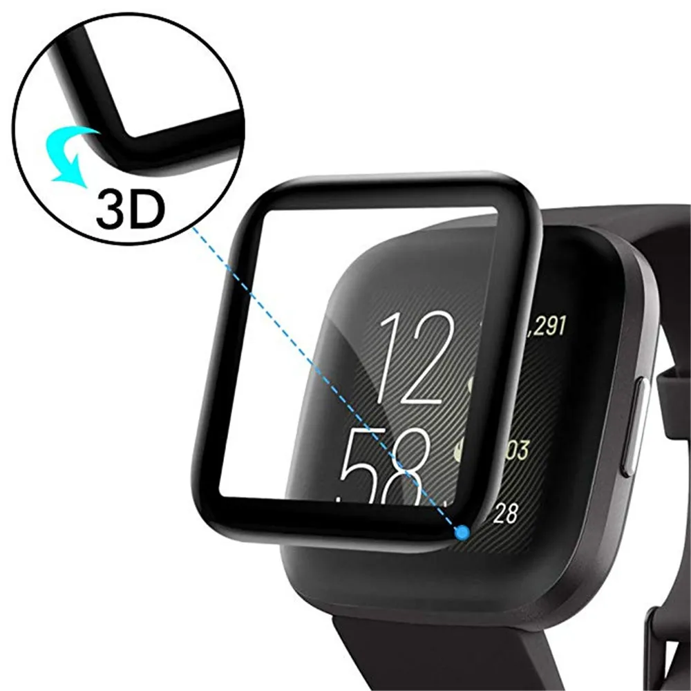 2PCS 3D Protective Film Cover Soft Glass For Fitbit Versa 2 3 Sense Versa4 Smart Watch Full Screen Protector For Fitbit Versa3