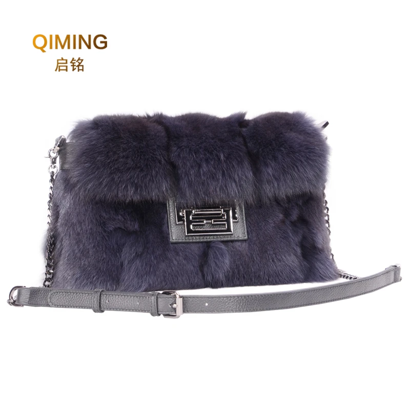 Real Fox Fur Women Handbags Genuine Leather Newest Party Multicolour Bags Fox Fur Ladies hand Shoulder Bag Gift Crossbody Bags