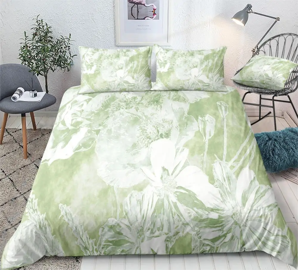 

Green Orange tie dye Bedding Set Fresh style Bed Linen Duvet Cover Set Bedspread Home Textile Microfiber Beds Set