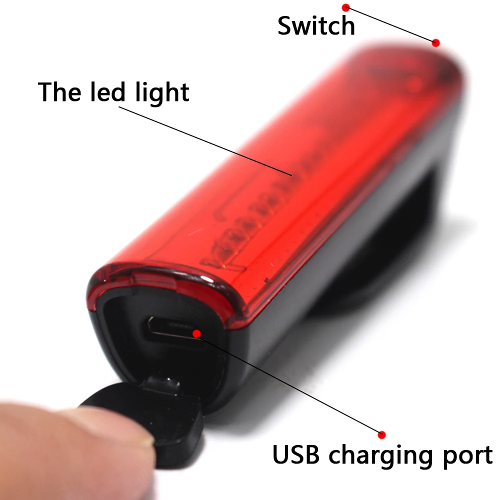 MTB Bicycle Rear Light LED Bike Light 5 Modes USB Rechargeable Red Taillight Waterproof Night Safety Warning Cycling Lights