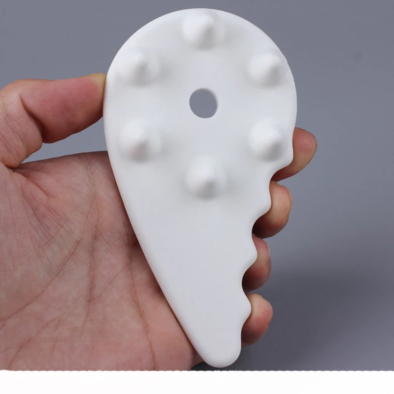 Ceramic Guasha Board Head Massage Facial Neck Scraping Plate Press Points Massage Acupuncture Hand Pull Rib Instrument White