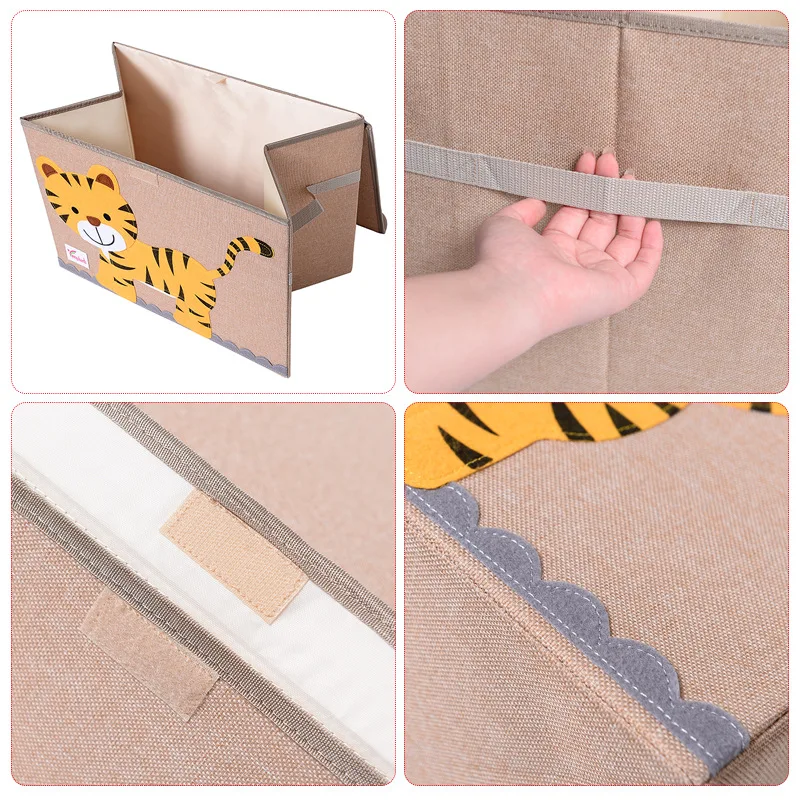 Cute Cartoon Folding Baby Storage Box with Handle Toy Organizer Household Goods Sundries Basket - Children\'s Toy Container