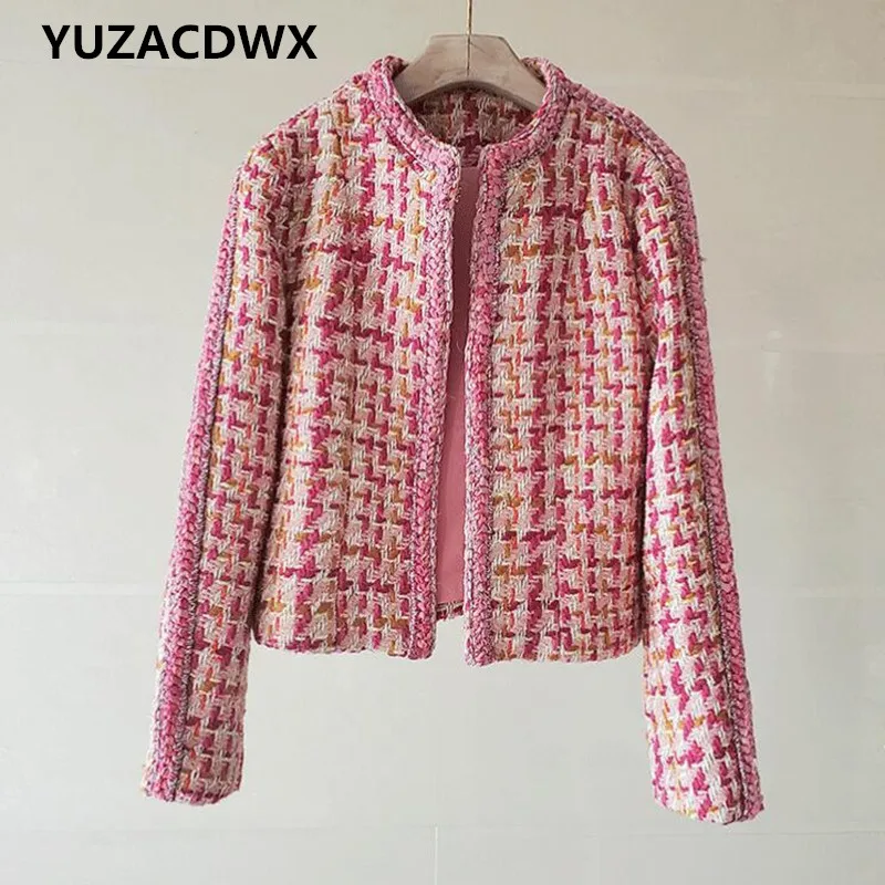 

Winter Designer Jacket Women's Long Sleeve Relief Tweed Embellished Short Jacket