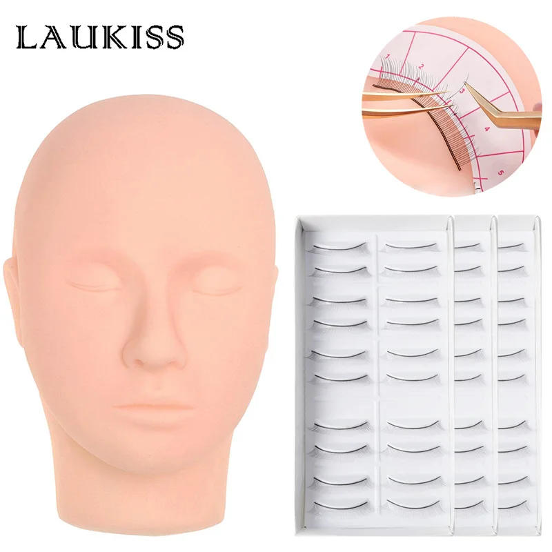 

Training False Eyelashes Practice Lash Sets Silicone Mannequin Model Head for Beginners Practicing Eyelash Extension Tools