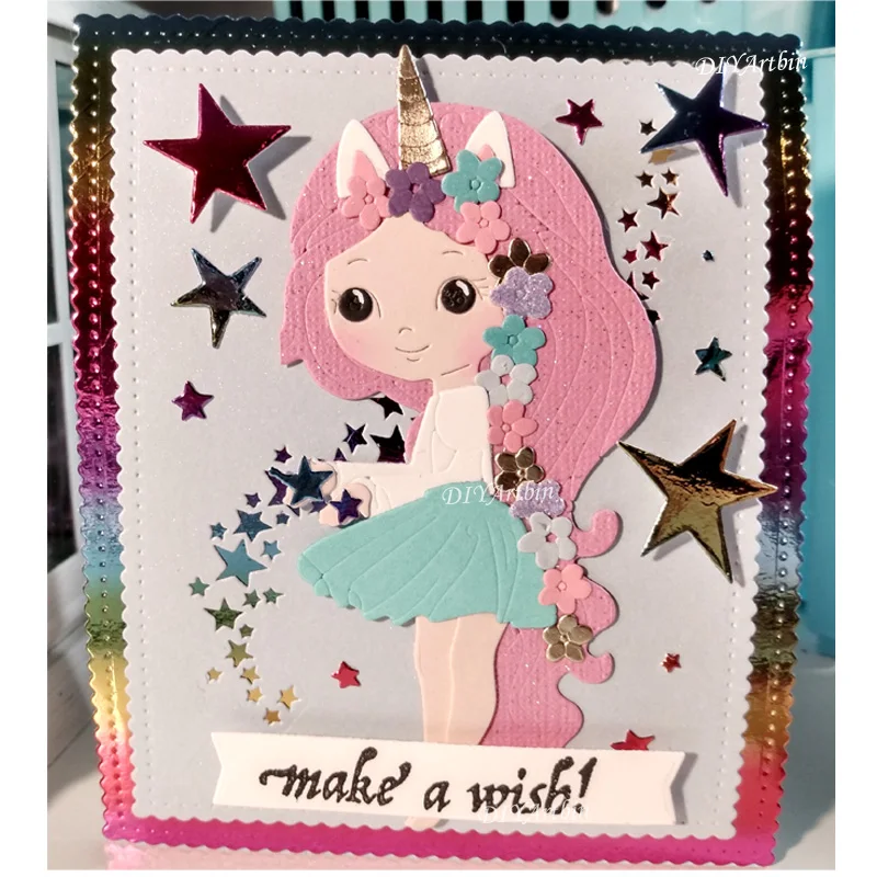 Unicorn Girl cutting die Frames diy Scrapbooking Photo Album Decorative Embossing PaperCard Crafts Die 2020