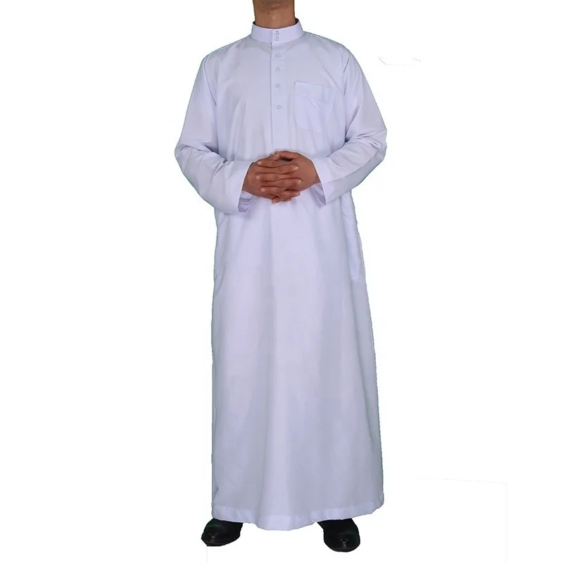 Chemise musulmane à manches longues pour hommes, Style islamique marocain, grande taille, blanc, gris, col montant, arabe