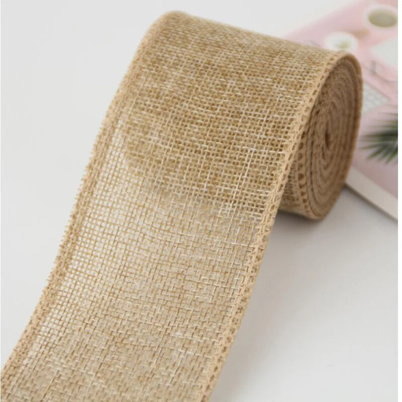 5m Burlap Wired Ribbon Rolls Wrapping Burlap Ribbon Natural Jute for Christmas Crafts Decoration Wedding Floral Bows Trims Craft