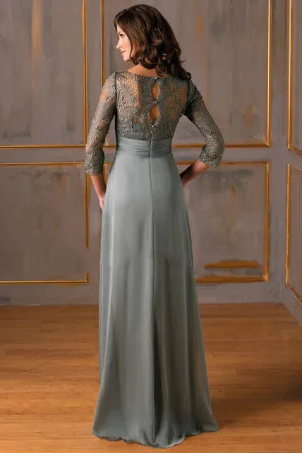 2020 Empire Mother Of The Bride Dresses Appliques 3/4 Long Sleeve Evening Dress A Line Chic Mothers Formal Gowns