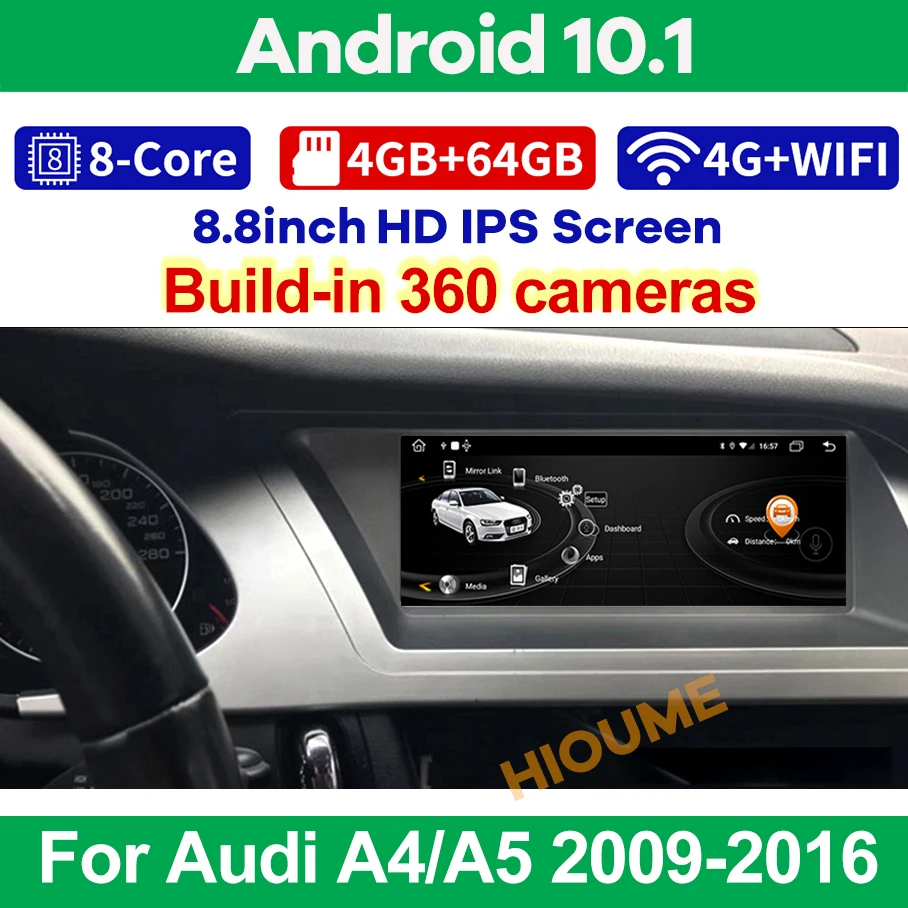 

Автомагнитола для Audi A4/A4L/A5 8,8-10,1, 2009 дюйма, Android 2016