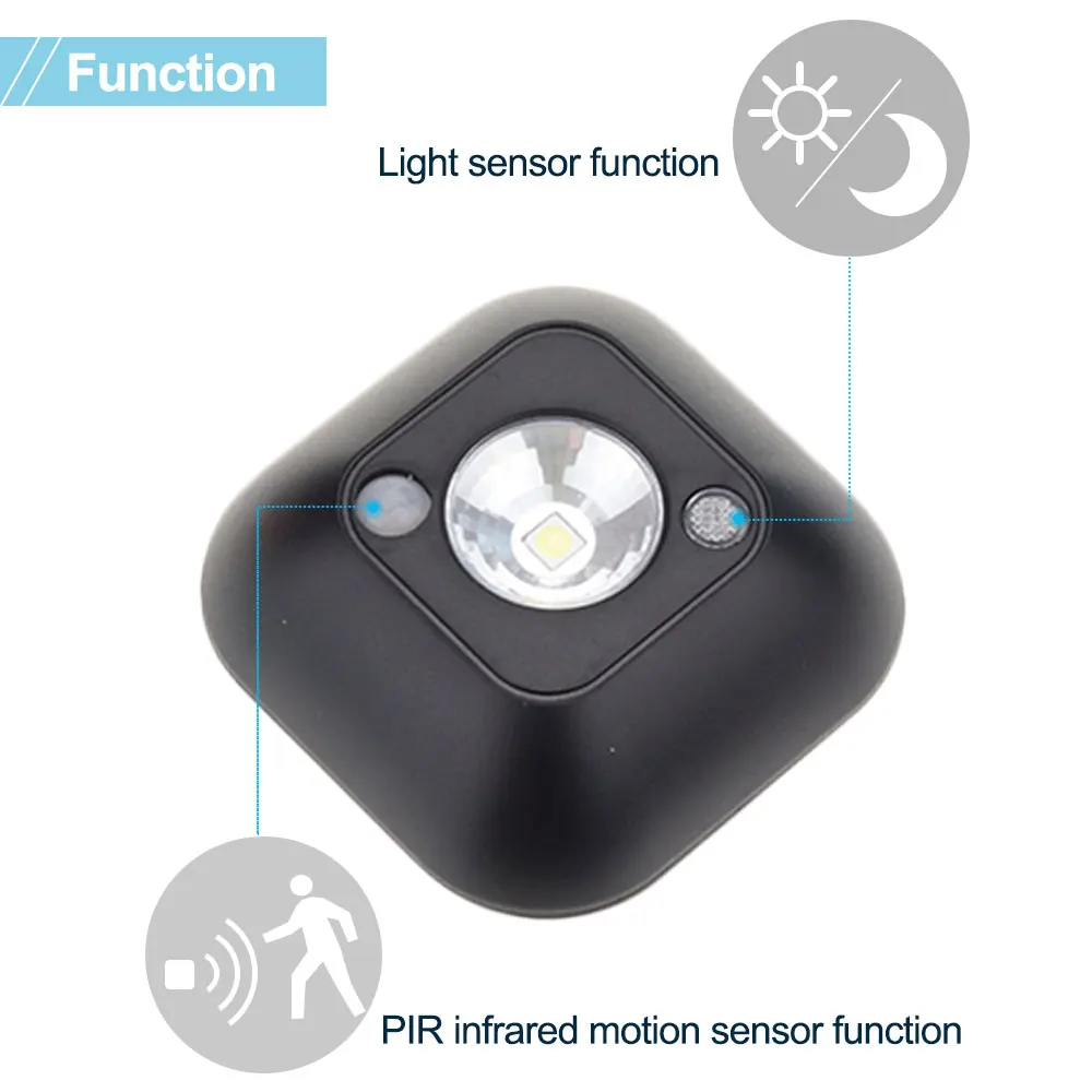 Aimkeeg led sensor luz noturna pir infravermelho movimento ativado sensor lâmpada alimentada por bateria lâmpada de parede gabinete escadas