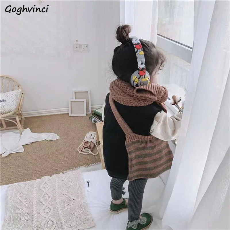 Crossbody Bags Kids\' Striped Fashion Design Knitted Shoulder Bag Sweet Lovely Purse for Children Coin Storage Vintage Unisex New