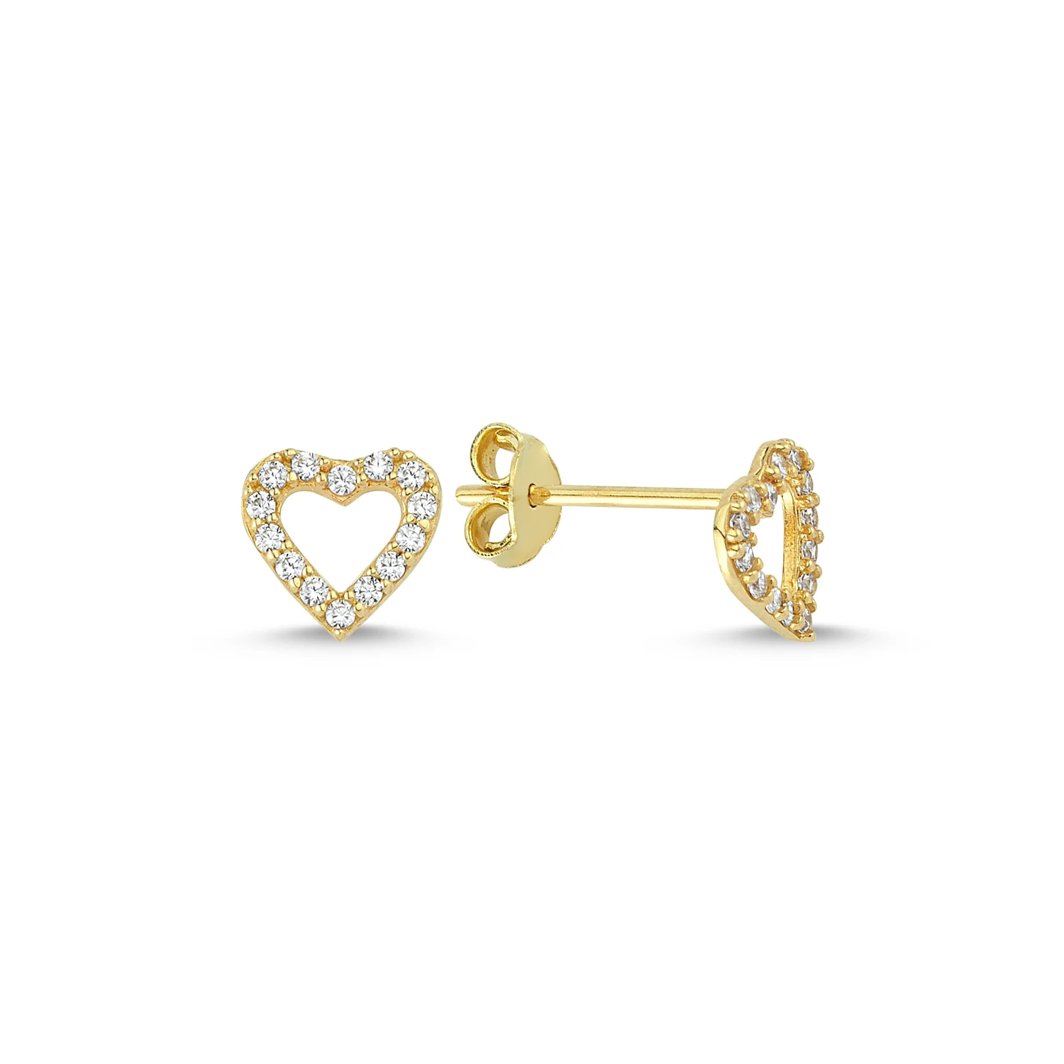 14K Real Gold Mini Heart Stud Earrings