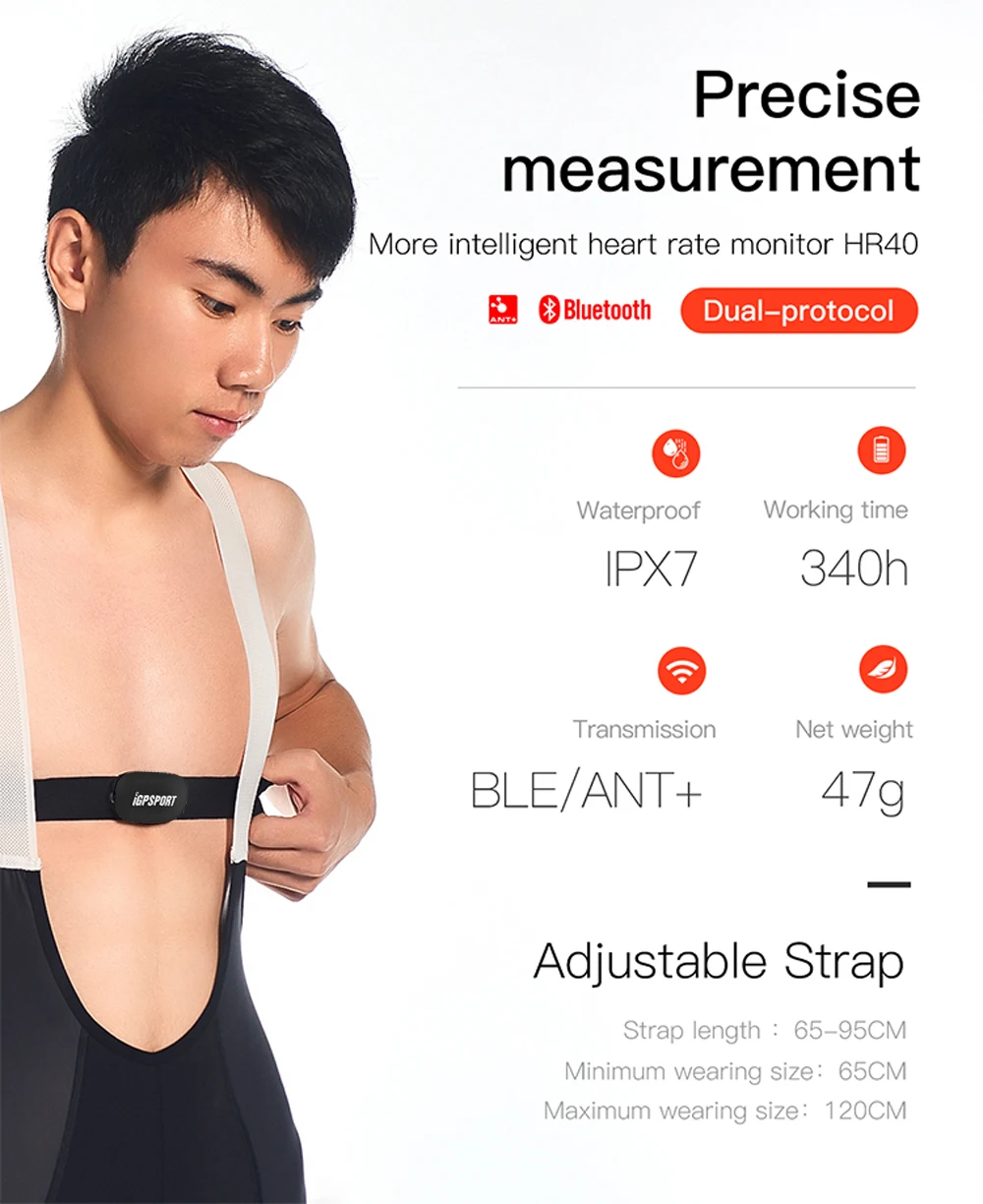 iGPSPORT HR40 smart Heart Rate Monitor Cycling & Running Professional Pulse Monitor Support bicycle Computer & Mobile APP