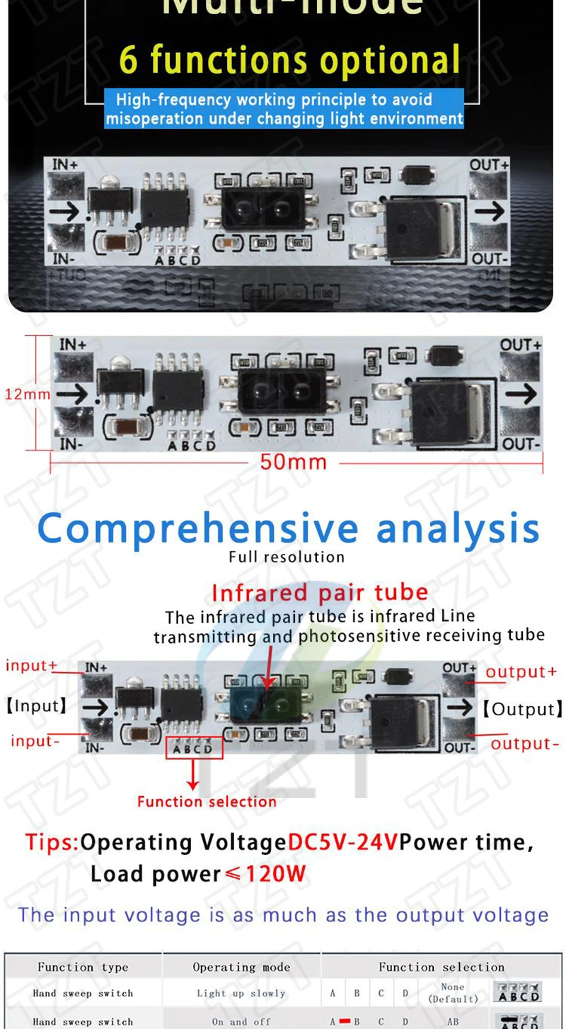 TZT Kurzstrecken-Scan-Sensor, kapazitiver Touch-Sensor-Schalter, PIR-Bewegungssensor-Schaltermodul, 3 A, konstante Spannung für Smart Home – Detail 10