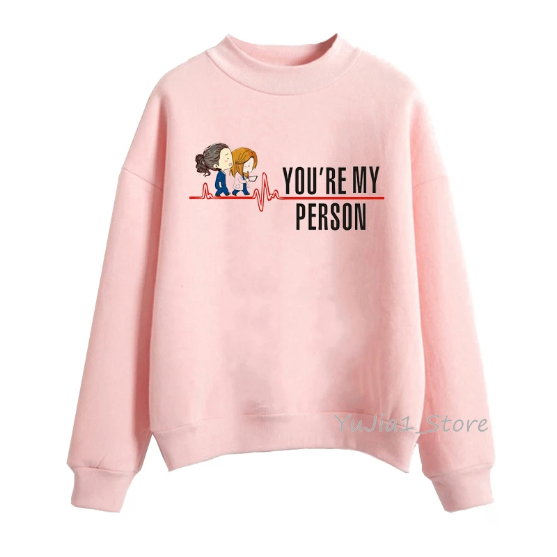 Pink You Are My Person Greys Anatomy Hoodie Woman Winter Clothes Girlfriend Birthday Gift Funny Hoodies Women Cute Sweatshirt