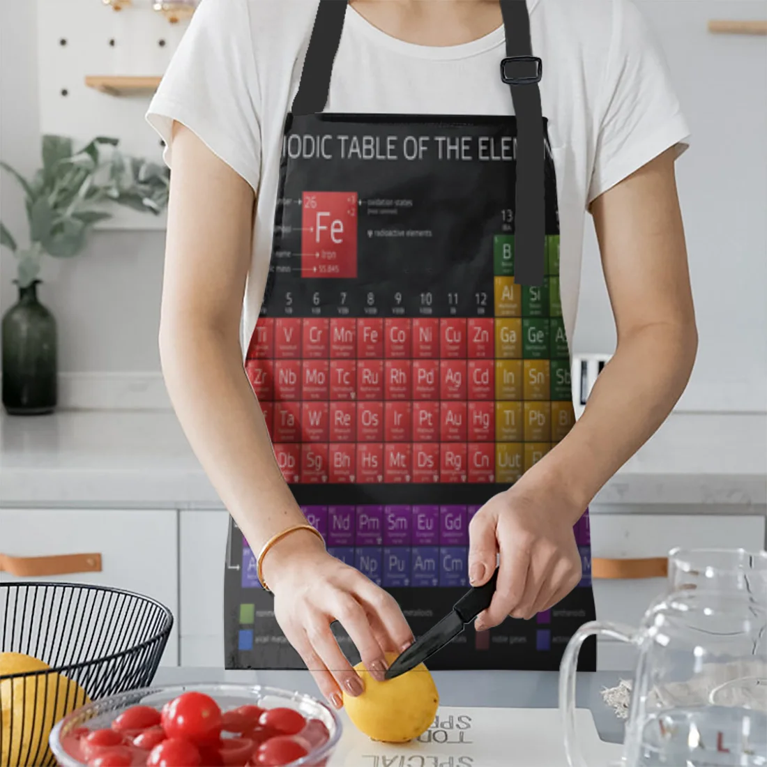 Periodic Table Of Elements Chemistry Apron Kitchen Household Cleaning Pinafore Home Cooking Apron Kitchen Aprons for Woman