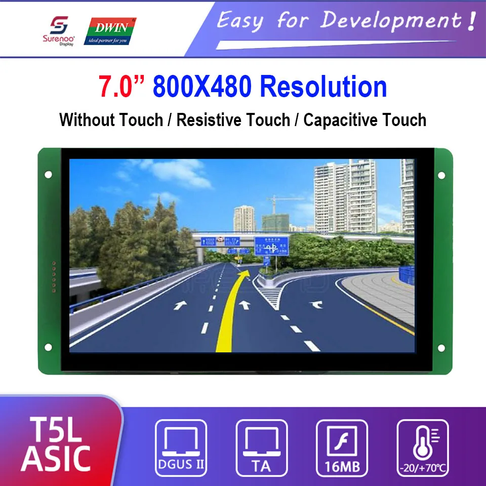 

Dwin T5L HMI Intelligent Display, DMG80480C070_03W 7.0" 800X480 LCD Module Screen Resistive/Capacitive Touch Panel