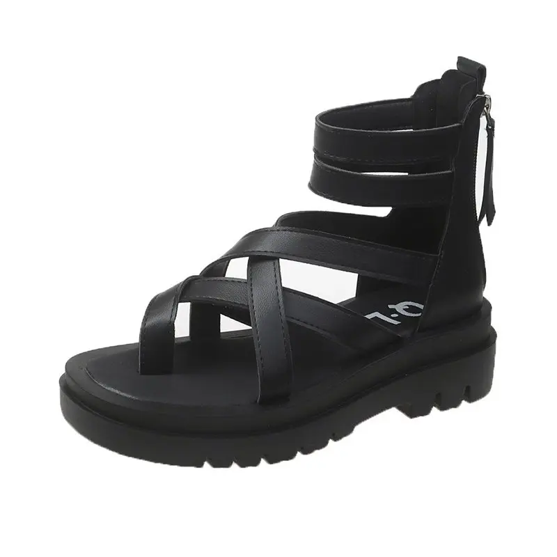 Women's Sandals Summer Ladies Girls  Vintage Sandals Buckle Casual Sewing Women Shoes Solid Female Ladies Platform Shoes