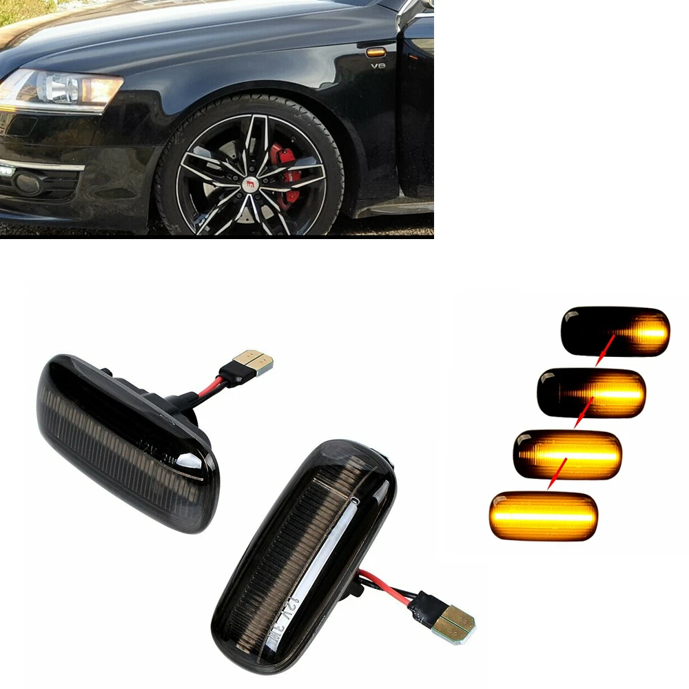 

LED Dynamic Fender Side Marker Turn Signal Light For Audi A3 S3 8P A4 S4 RS4 B6 B7 A6 S6 RS6 C6 2005-2008 Indicator Lamp Bulb