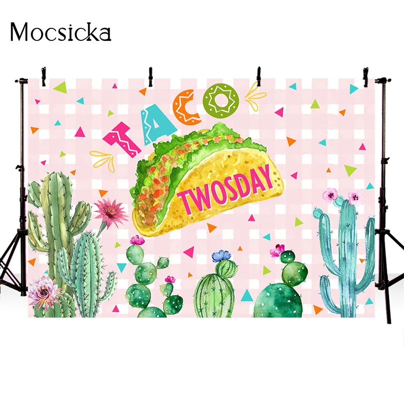 Mocsicka Baby Shower Photography Background Cactus Taco Decoration Props Child Portrait Photo Backdrop Banner