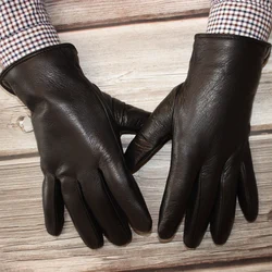 Gants d'hiver épais en fourrure de mouton pour hommes, doublure en peau de chèvre, chauds, motif peau de cerf, mouton, cisaille, gants de doigts résistants au froid