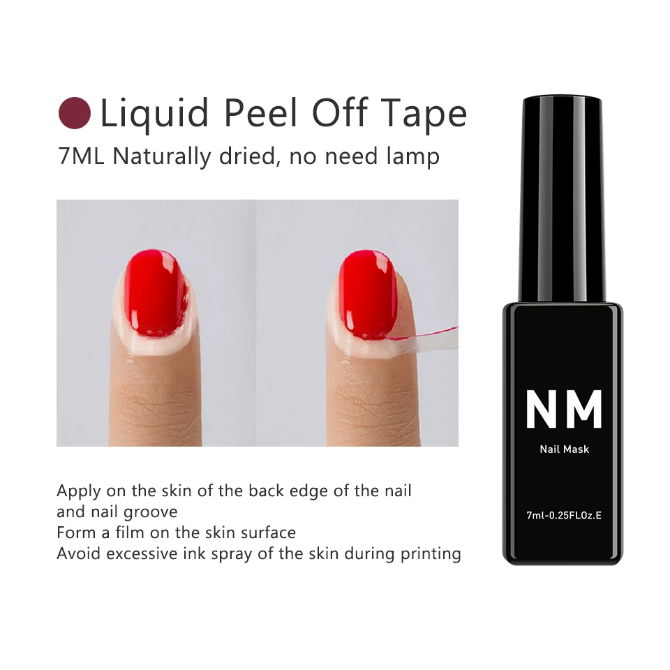 O2nails Print Gel for Nail Printer Special Gel for Nail Printing Base Coat Top Coat NM Liquid Peel Off Tape