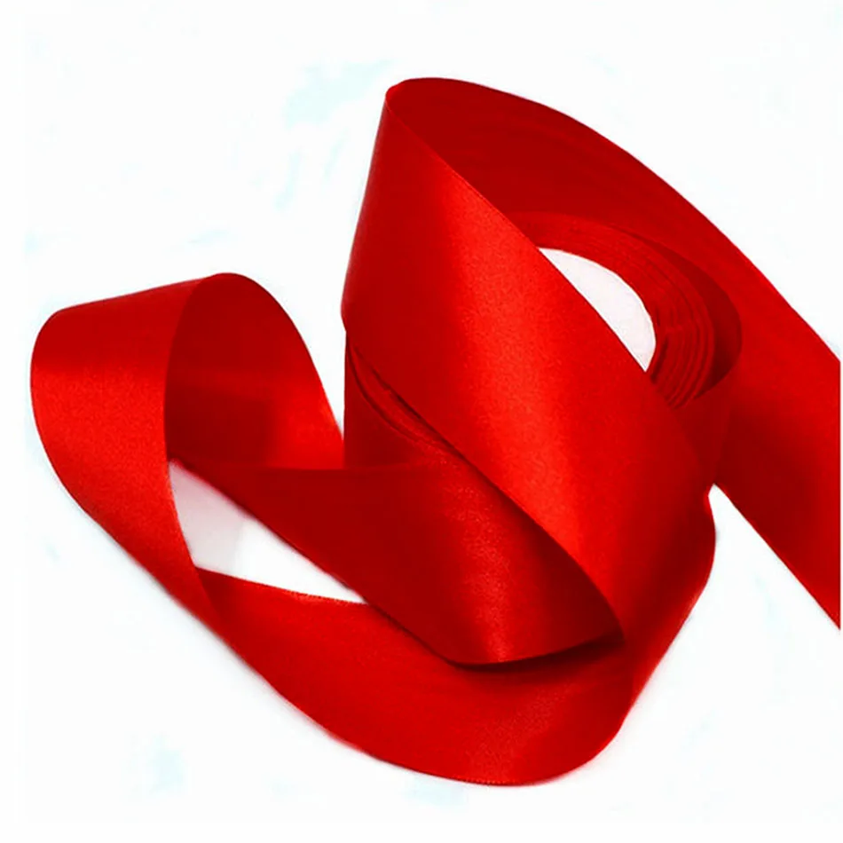 25Yards/Roll 10mm 20mm 25mm 38mm Red Satin Ribbon Gift Sewing Party Wedding Decoration DIY Natural Ribbon Fabric Bow for Crafts