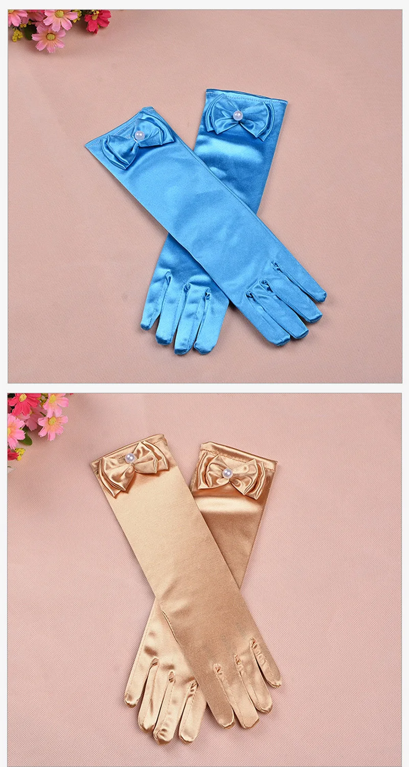 Thin Elastic Children's Day Professional Dance Gloves Long Lace Bow Tie Accessories Gloves Girls Princess Gloves Kids Gift G195