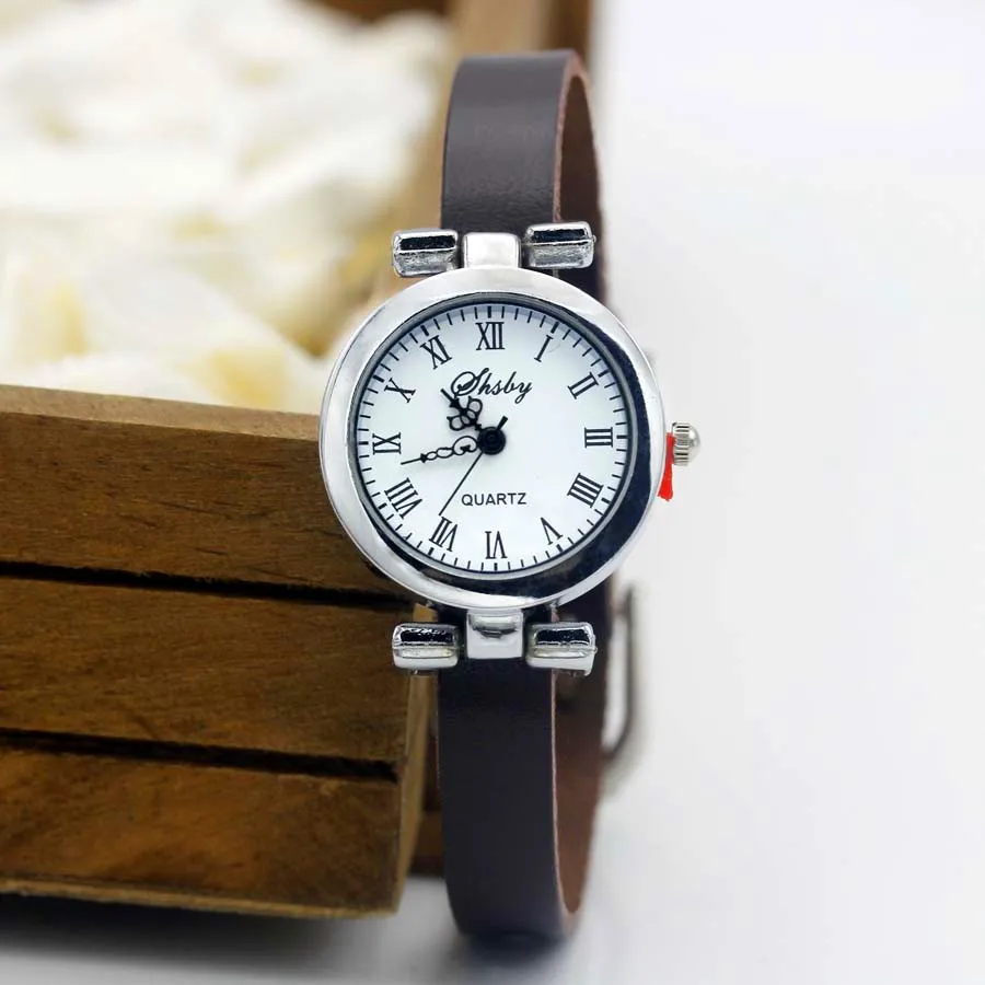 Shsby New Fashion Leather Strap Watch Female ROMA Silver Bracelet Watch Women Dress Watches Simple Student Watches