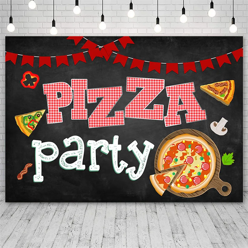 Avezano Vinyl Photo Backdrop Pizza Children Party Banner Black Background For Photo Studio Photophone Photozone Wallpaper Decor