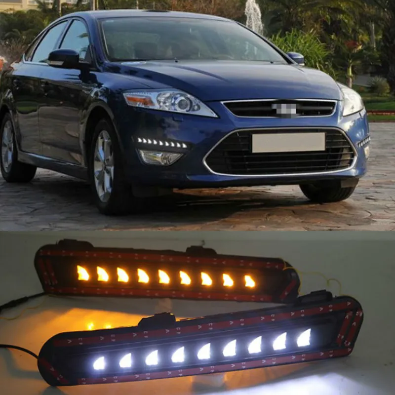 

1 Набор дневных ходовых огней для Ford Mondeo 2011 2012 2013 12 В ABS DRL, светодиодный фонарь с противотуманной головкой, автомобильный Стайлинг