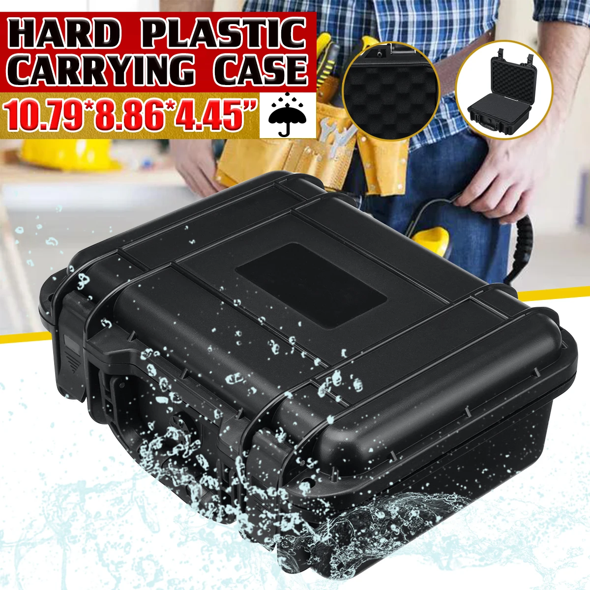 Waterproof Hard Carry Tool Case Bag Storage Box Camera Photography with Sponge for tools