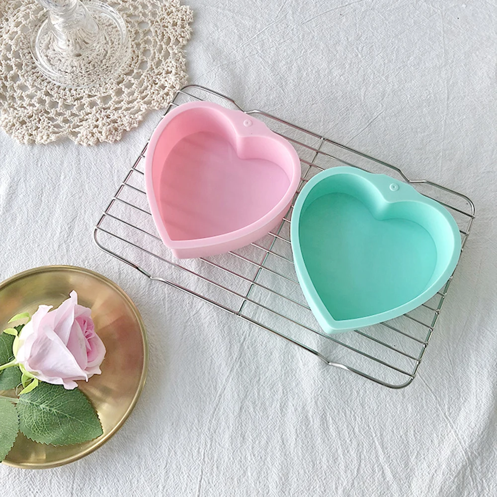 Love Cake Silicone Mold 4 Inch 6 Inch 8 Inch Heart Mousse Cake Mold Rainbow Cake Base Mold DIY Valentine\'s Day Decoration Gift