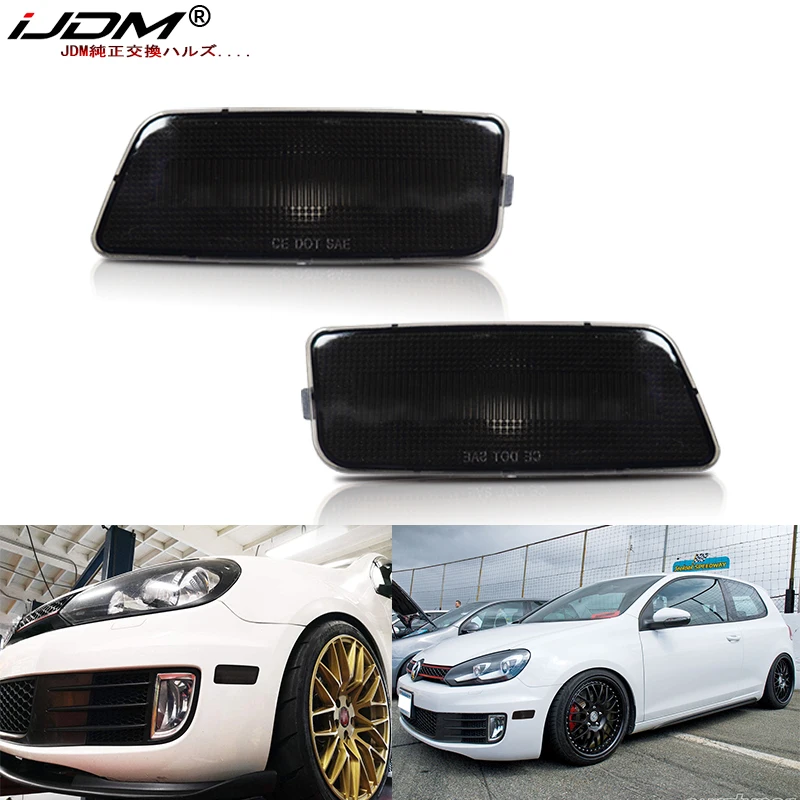 iJDM Euro Front Bumper Side Marker Lamps Housings For Volkswagen MK6 Golf or GTI 2010-2014,Replace OEM Amber Sidemarker Lamps