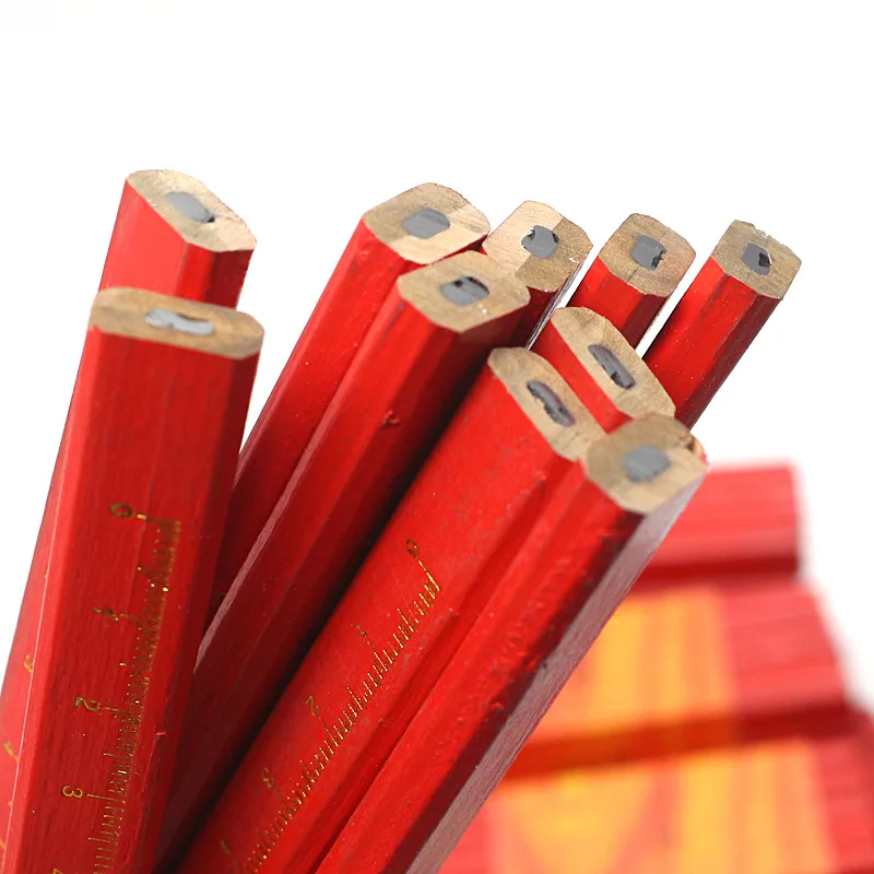 10 Uds. Lápices de carpintero, lápiz para carpintería con escala de plomo negro, herramienta de carpintero, lápiz marcador de papelería de plomo rojo azul