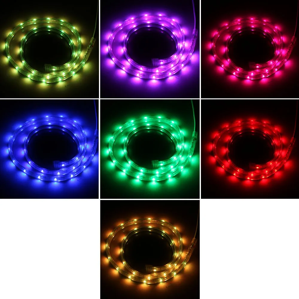 60 LED/M 5050 SMD Flexible RGB Strip Light Roll Super Bright High Voltage IP55 Power Plug 220V