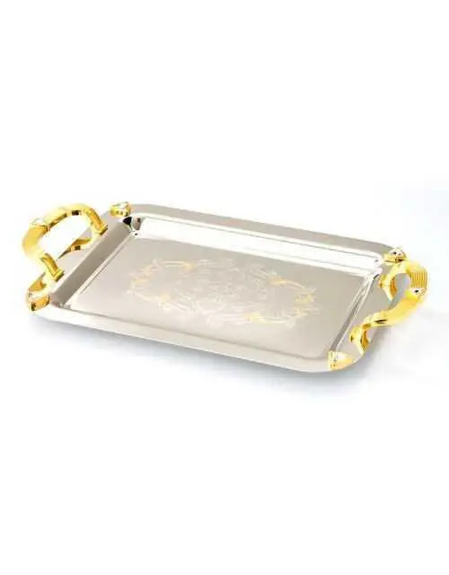 DOLBOVI Biev Golden Handles 46x26cm METAL SILVER ROCKY tray THN001 tray поднос plateau de service