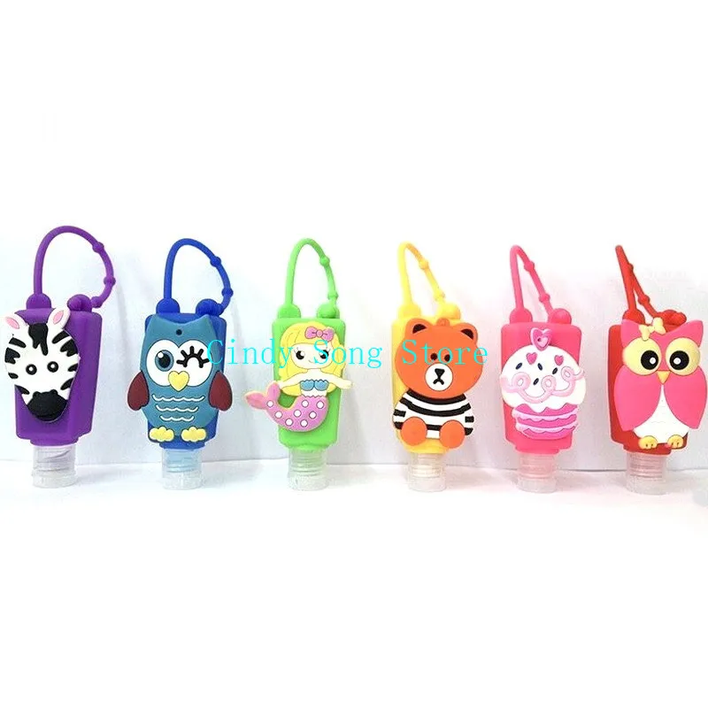 

100pcs 30ml Cute Creative Cartoon Animal Bath Body Works Silicone Portable hand soap Hand Sanitizer Holder With Empty Bottle