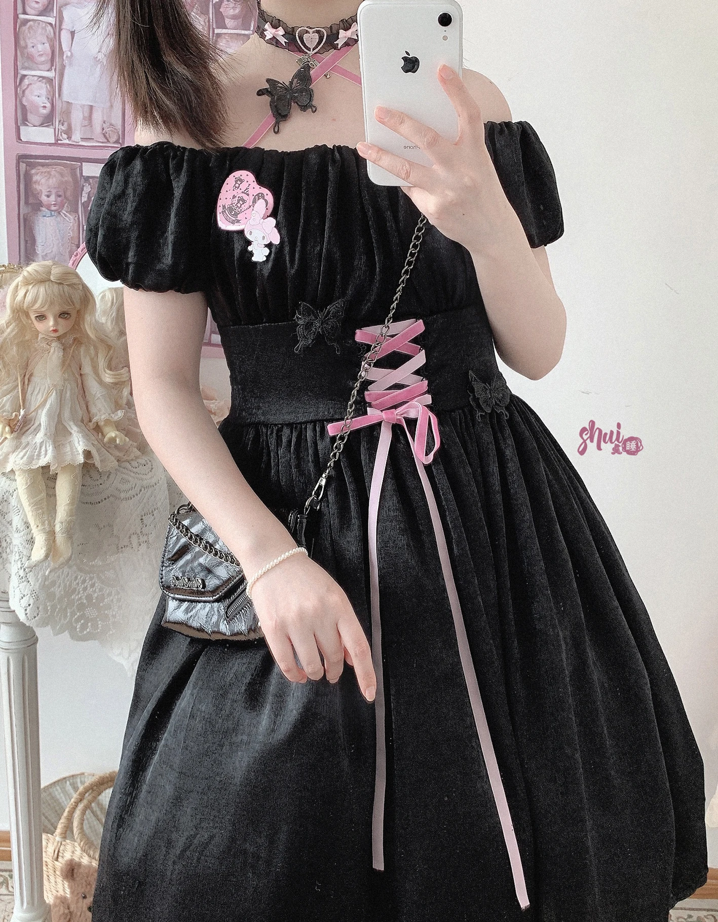 สาวเซ็กซี่ปิดไหล่สองสวมใส่ Lace Up เอว Victorian Elegant หญิง Lolita ชุด Multicolor คอสเพลย์ loli Cos