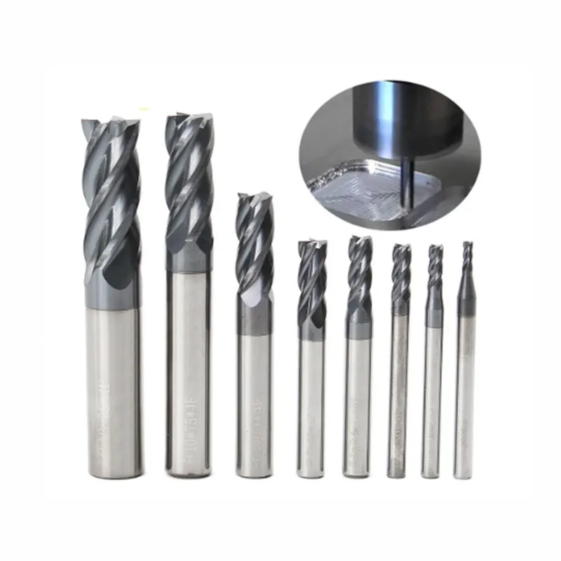 

8 pieces of 2-12mm 4 slot carbide end mills tungsten steel milling cutters