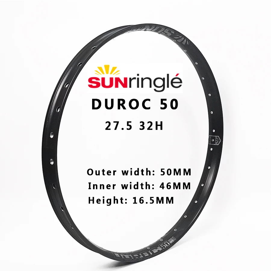 Sunringle sun DUROC 50 27.5 inch mountain tubeless socket rim Am / Fr / Dh 32H hoop 50MM width aluminum rim