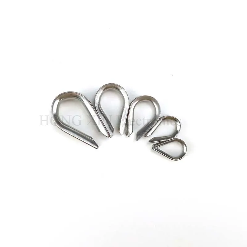 10pcs 304 Stainless Steel M1.5 to M8 Silver Cable Wire Rope Thimbles Rigging Hardware