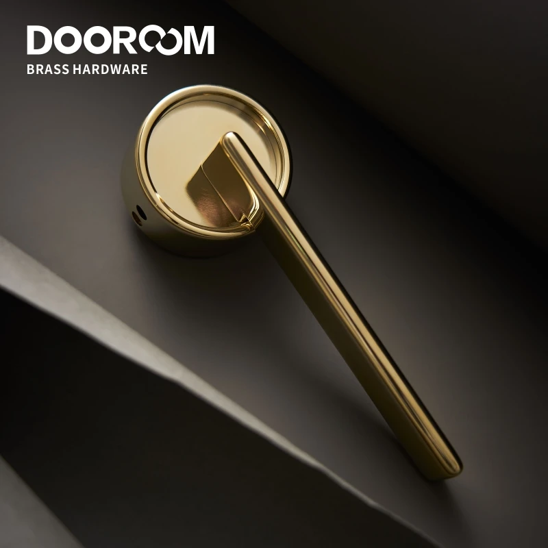 

Dooroom Brass Door Lock Set Modern Black PVD Gold Interior Bedroom Bathroom Double Wood Door Lever Set Dummy Privacy Passage