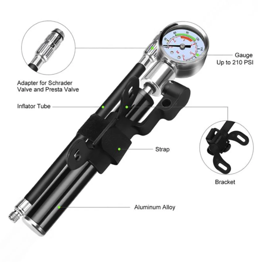 16 In 1 combinazione di attrezzi da ciclismo portatili, Mini pompa barometro chiave cacciavite strumento Mountain Bike Kit di riparazione biciclette