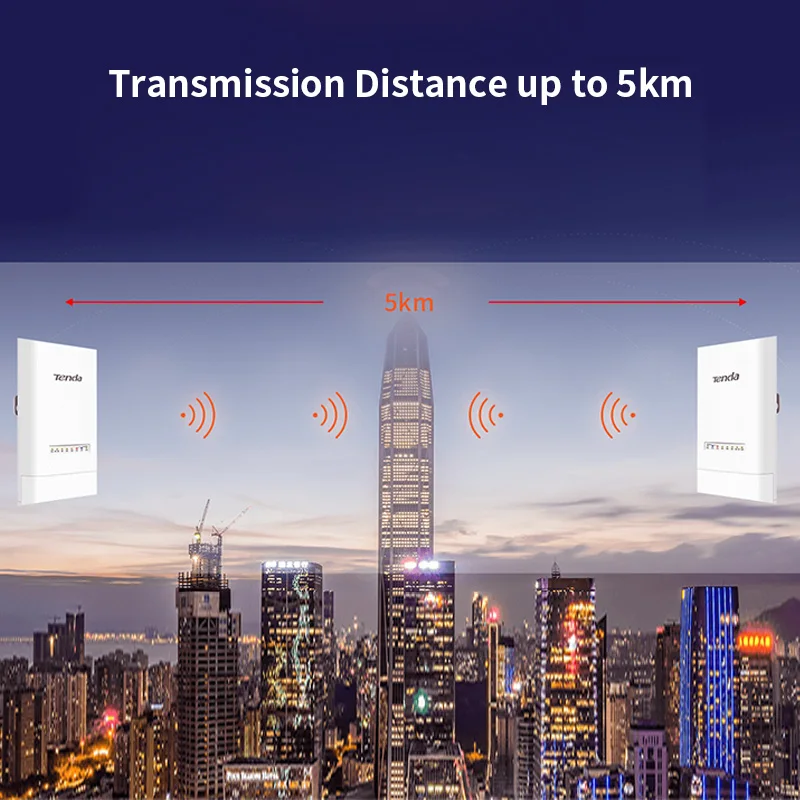 Tenda OS3 5KM 5GHz 867Mbps Outdoor CPE Wireless WiFi Repeater Extender Router AP Access Point Wi-Fi Bridge with POE Adapter