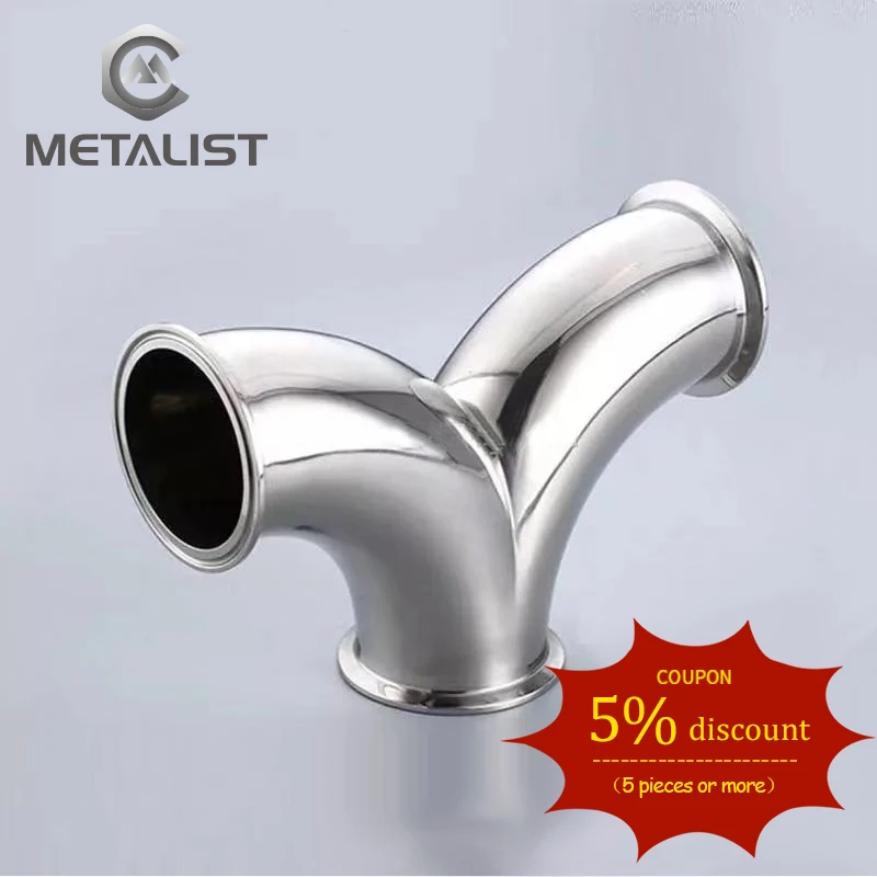 METALIST 63MM Pipe OD Sanitary Y-Shaped Elbow 3 three Way SS304 Stainless Steel Fitting 2.5